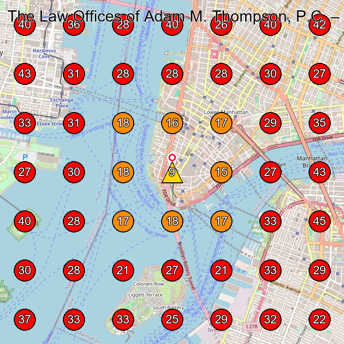 The Law Offices of Adam M. Thompson, P.C. GeoGrid visibility map for Personal Injury Attorney in New York